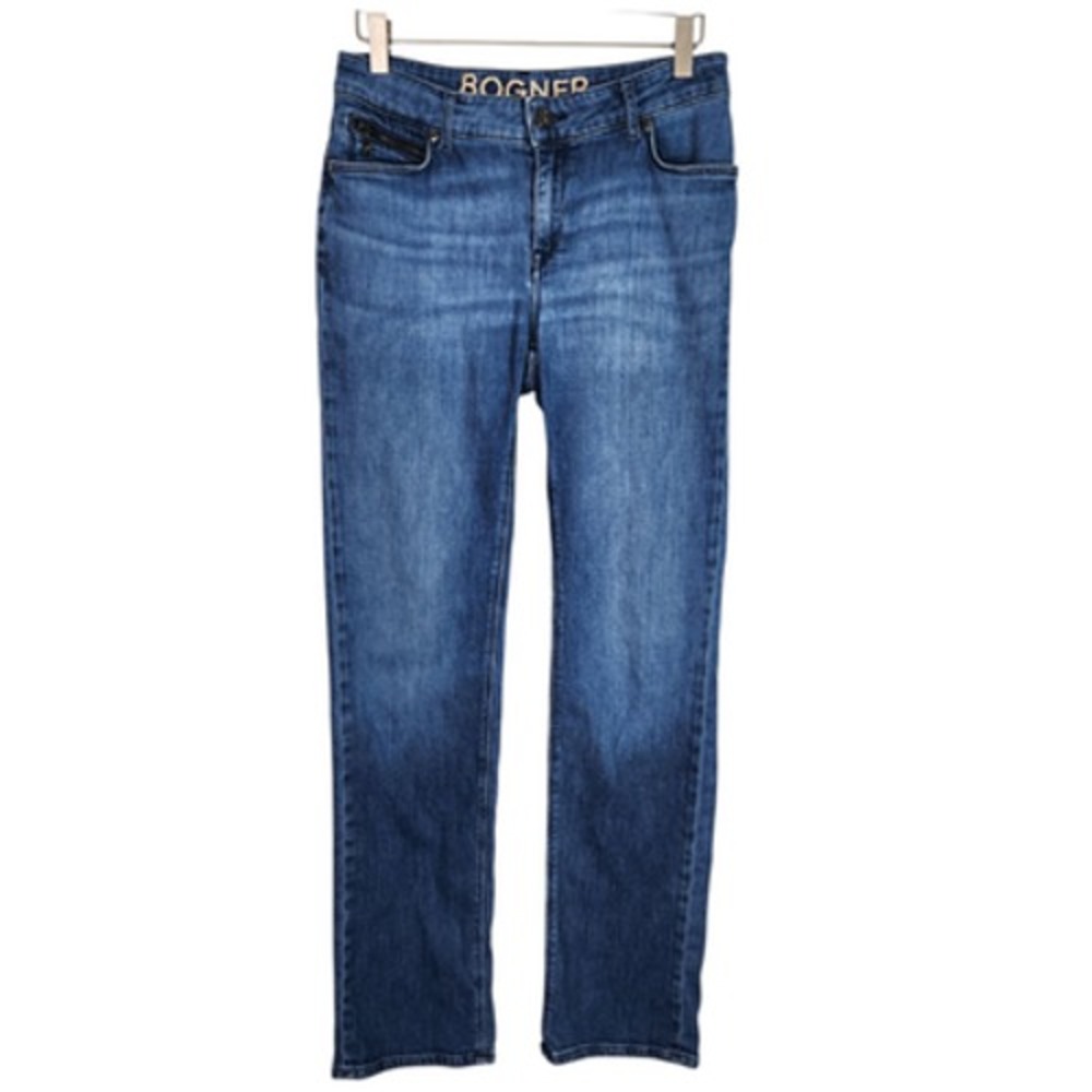BOGNER Jeans Womens 28 Blue Grace Feminine‎ Fit Straight Leg Stretch Denim Zip